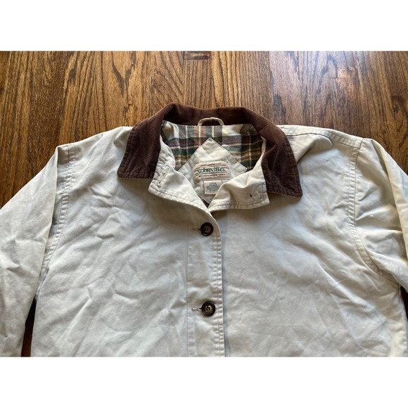 VTG St Johns Bay Chore Jacket Mens Large Beige Flannel Lined Corduroy Collar - Picture 4 of 10